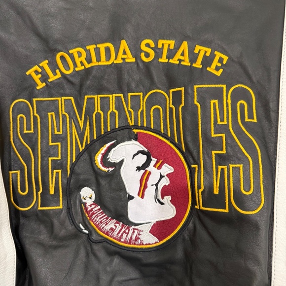 New With Tags Leather Vintage Look FSU Varsity Jacket, Sz M - Picture 4 of 8